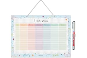 younikat Calendario delle lezioni cancellabile da appendere, DIN A4, portapenne, penna per l'inizio della scuola, neutro, per ragazze e ragazzi, riscrivibile, pastello colorato, dv976