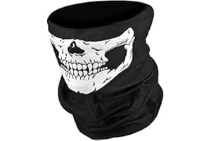 Juliyeh Biker Skeleton Skull Face Mask BMX - Airsoft - Ski Snood Neck Warmer (White), One Size