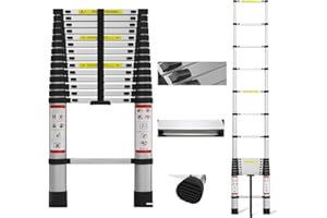 LUCN Échelle télescopique de 13FT, en Métal et Pieds antidérapants, échelle Pliable légère, capacité de 150 kg