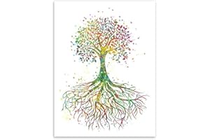 MINRAN DECOR Impression sur toile- Sans cadre Décoration Cloth Painting - Art mural - Aquarelle abstraite Arbre de vie - Poster en Toile Tableau Peinture sur Toile Decoration Murale No frame TC029 , 50x70cm