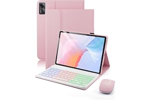 MICROTUNK Clavier Souris Coque Pour Xiaomi Redmi Pad SE (2023)/Xiaomi Redmi Pad 2 (2025) 11 Pouces Étui Avec Bluetooth sans fil Français (AZERTY) Rétroéclairé Clavier Protection Backlight Keyboard Case