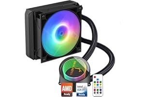 GREENDRACAENA Dracaena AIO CPU Cooler, Color Change Remote, 120mm Radiator, ARGB PWM Fans Quiet Less Than 27DBA, Compatible with AMD AM5/AM4-Intel LGA 1700/1200/115X, Leakproof Technology, High Flow Pump, Black