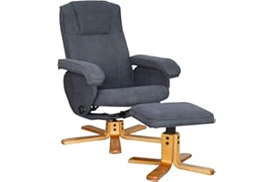 ‎SVITA SVITA Charles Relaxsessel TV Sessel Wohnzimmer-Sessel Hocker Drehsessel Beinablage Fernsehsessel Drehstuhl Lesesessel Dunkelgrau