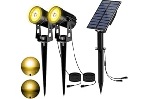 T-SUN Solar Lights Outdoor Garden, Set of 2 Solar Garden Lights 1-LED 3000K Warm White Garden Lights Solar Powered Waterproof for Pathway Patio Gate Fence Gardens Yard Driveway Porch Walkway