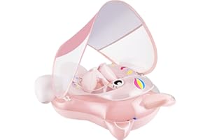 MABECOL Salvagente Neonato, Ciambella Gonfiabile 6-16Kgs SPF 50+ Salvagente Bambini con Tettuccio Parasole, Aiuta il bambino a imparare a calciare e nuotare con un salvagente gonfiabile