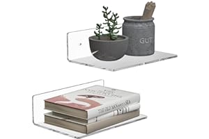 ‎SEZANRPT Sezanrpt 23cm Klares Wandregal, Acryl Kleines Sich Hin- und Herbewegendes Regal für Wand, Home Wall Display Ledges für Lagerung, Raumdekoration, Platzersparnis, Einzelteile Organizer, 2-Pack