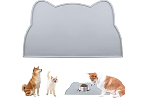 SUGHAW Tappetino Antiscivolo per Ciotola di Cibo per Cani e Gatti, Tappetino Impermeabile in Silicone, Sottociotola Protettivo per Alimentazione Animale Domestico, Facile da Pulire - 44x25 cm
