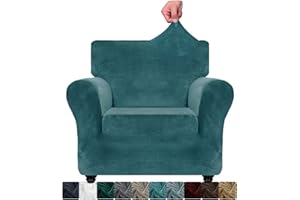 ‎XINEAGE XINEAGE Dicke Samt Stuhlbezüge für Sessel Stretch rutschfeste Sofabezug 1-Sitzer Hunde Katze Haustier Wohnzimmer 1-teiliger Couch Protector Stuhl Schonbezug (1 Sitzer, Tealblauel)