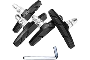 YHT 2 Pairs V Bike Brake Pads,70mm Brake Bicycle Blocks with Hex Nuts and Spacers,Universal Bike Brake Blocks for Mountain Bikes Road Bikes,1 hexagonal spanner included(Black)