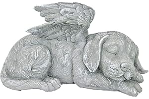 ‎HLJS Hund Katze Engel Figur Tierstatue Mit EngelsflüGeln Memorial Stone Harz Grabschmuck FüR Hunde Katzen Innen AußEn Dekoration Engel (Hund)