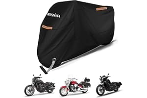MOSFiATA Waterproof Motorcycle Cover,Motorbike Cover 210D Thickned Oxford Cloth with Lock Holes,Motorbike Cover Waterproof for Honda, Yamaha, Suzuki, Kawasaki 96.46 x 41.34 x 49.21 inch 2XL
