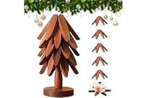SNUGEASY Wooden Trivet Tree Coasters Stackable, Christmas Tree Shaped 3/4/5+1 Natural Wood Heat Resistant Tree Coasters for Kitchen Xmas Decor (5 Trivets - A)