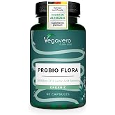Probiotics &amp; Prebiotics Vegavero&reg; | 100% Organic | 10 Strains (Lactobacillus + Bifidobacterium) | 4 Billion Active Bacteria &amp;