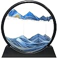 Muyan Moving Sand Art Picture Sandscapes in Motion Round Glass 3D Deep Sea Sand Art for Adult Kid Large Desktop Art Toys (Blue, 12 Inch)