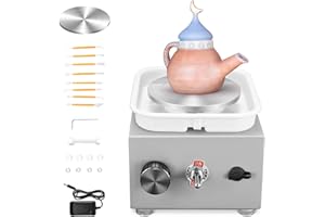 SENDELUZ Mini Rueda de Cerámica, 2000RPM Máquina Eléctrica de Cerámica con Lavabo Extraíble de ABS y Placas de 10/6,5 cm y para cerámica de Arcilla, Kit Ceramica para Niños, Adultos Y Principiantes