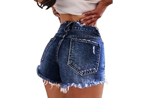 ORANDESIGNE Pantaloncini Jeans Donna Vita Alta Corti Estivi Shorts Sexy Pantaloncini Corti Sfilacciati