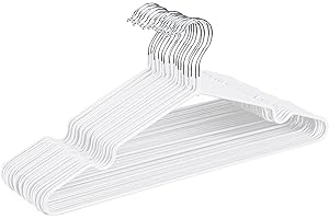 HOUSE DAY Grucce in metallo in plastica, confezione da 20 grucce bianche per camicie, per risparmiare spazio, appendiabiti in gomma, per vestiti, adulti, resistenti, ganci antiscivolo