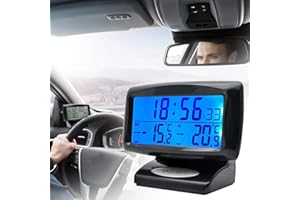 MASO Car LCD Digital Temperature Clock 2 in 1 Indoor Outdoor Thermometer with Blacklight Function