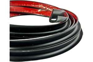 Ssamall Rail d'écoulement d'eau de pluie en forme de J avec dos adhésif, 2,5 cm, bande de dérivation d'eau pour véhicule, camion, camping-car, bateau, voiture, fourgonnette, porte de maison, 5 m, noir