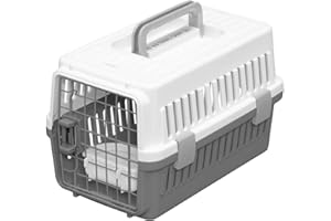 Iris Ohyama, Skrzynia, klatka, składana Skrzynia transportowa z drzwiami, mocnymi uchwytami i zatrzaskiem zabezpieczającym , S46 x G 29 x W 28,5 cm , boczne otwory wentylacyjne , ATC-460 , szary