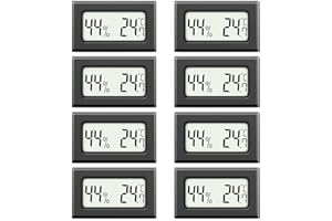 MAVORI® 8 pz. Mini termometro digitale & igrometro mini: Misuratore di umidità interna preciso & termometro piccolo per la misura della temperatura e dell'umidità (nero)