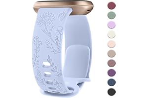 Tobfit Correa para Fitbit Versa 3 Correa/Fitbit Versa 4 Correa/Fitbit Sense/Sense 2 Correa Mujer Hombre, Pulseras de Repuesto de Silicona, Correa con Grabado Floral, Bonita Correas Deportiva