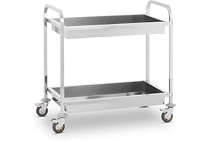 Royal Catering - RCGW 2 - Carrito Cocina/Camarera - con 2 bandejas - 100% Acero Inoxidable