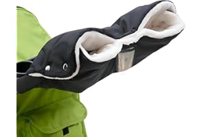 AUSYIWI Black Pram Hand Warmer with Wool Inside, Breathable, Waterproof, Windproof and Frost-Proof Hand Protection, Universal Size for Pram Accessories, Suitable for Pushchairs