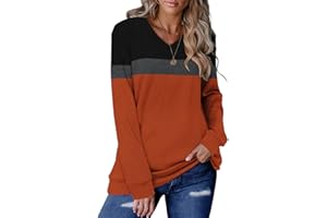 KISSMODA Womens Sweatshirts Long Sleeve V Neck Pullover Casual Loose Trendy Tunic Tops Fall Jumpers Shirts