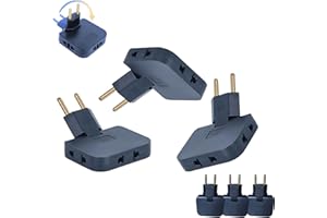 PIMEDA Pack 3 Ladrón Enchufe Plano múltiple de Pared de 3 Tomas con Cabezal Giratorio 180º. Regleta Enchufe Adaptador Europeo y Americano. Color Negro.