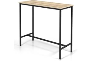 KU Syang 100cm Industrial Bar Table, Walnut Brown Breakfast Bar & Dining Table, Adjustable Height, Steel Frame, Rectangular Kitchen Pub Table Walnut Brown 100x90x40cm
