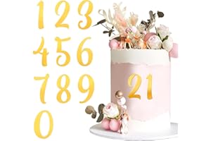 BETESSIN 10pz Topper Torta Cifra Numero 0 a 9 Decorazione per Torta Numero in Acrilico per Decorazione Torta Cake Compleanno Nozze Matrimonio Oro (un Set)