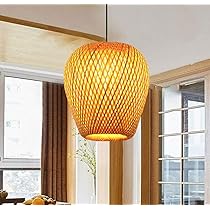 Suspension En Bambou Tressé – Abat-jour Design, Ampoule LED Incluse, Pour Salle à Manger, Café, Bar