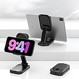 KDD Porta Cellulare da Tavolo Pieghevole, con Specchio Trucco 2 in 1 Supporto Telefono Regolabile Angolo e Altezza per Porta 