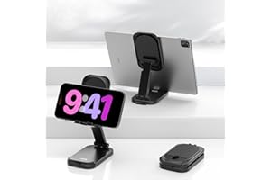 KDD Składany uchwyt na telefon komórkowy, z lusterkiem do makijażu 2 w 1, uchwyt na telefon komórkowy, regulacja kąta i wysokości, uchwyt na telefon komórkowy do iPhone 14 Pro Max 13 Mini 12 XR X 11, Samsung smartfon 4"-8"