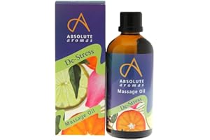 Absolute Aromas Olio da Massaggio e da Bagno De-Stress Anti-Stress 100ml - Oli Essenziali Puri di Incenso, Lavanda, Gelsomino e Rosa in una base di Jojoba, Mandorle Dolci e Enotera.