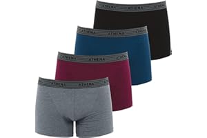 Athena - Lot de 4 Boxers Homme Ecopack - Boxers Coton Stretch Extensible - Label Oeko-TEX® - Coupe Ergonomique, Doublure Avant, Confort et Maintien