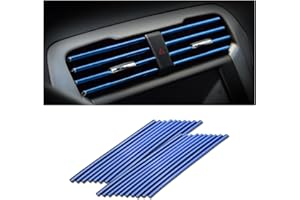 CGEAMDY 20 Piezas Tiras Decorativas para el Aire Acondicionado del Coche, Accesorios para el Interior del Coche, Tira Decorativa Multicolor para la MayoríA de las Salidas de Aire (Azul)