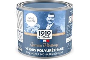 1919 BY MAULER - Vernis Polyuréthane pour bois, métal et PVC - Satiné Incolore - 0,5L - Lavable, anti-tache et rayure - Alkyde Uréthane Haut extrait sec