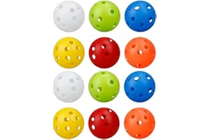 KOMUNJ 12 Pack Golf Practice Ball Air Flow Hollow Practice Golf Balls 42mm Plastic Golf Balls, for Swing Practice, Driving Range, Home Use Pets Children Toys
