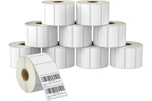 BETCKEY - 57mm x 25mm(2,25 in x 1 in) Perforées Étiquettes Thermiques pour Dossiers et Usage Multiple Compatible avec les imprimantes Zebra et autres [10 Rouleaux/15000 Étiquettes]