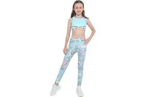 ranrann Conjuntos Deportivos para Niña 2 Piezas Top Corto Tank Top Leggins Largos Slim Fit Ropa de Deportes Yoga Fitness Gym