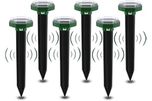 Jokresty Solar Mole Repellent - 6 Pack Ultrasonic Mole Repeller With Waterproof,Solar-Powered Mole Spikes,Gopher,Vole,Snake,Rodent,Mole Control For Garden,Lawn,Yards