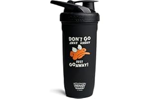 Smartshake Looney Tunes Reforce - Botella mezcladora de proteínas de acero inoxidable de 900 ml, tapa de rosca a prueba de fugas, sin BPA, unisex, sin aislamiento, pato Lucas