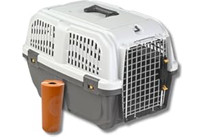 PET'S MARKET Trasportino Skudo Compatibile Iata Gatto Cane Rigido Accessorio da viaggio Animali Porta in Ferro Fessure Conforme agli Standard Aereo (2 (55X36X35h))