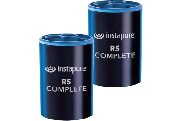 Instapure R5 komplett kranvattenfilter (dubbelpack), testat och certifierat enligt ANSI/NSF 42 och 53 för reduktion av klor, bly och mikrobiella cystor, passar Instapure F5- och F2-system