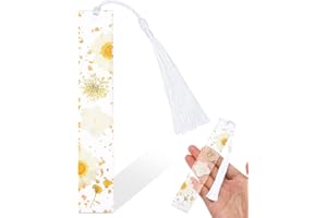 Greoer White Personalised Bookmark Pressed Flower Bookmark, Dried Flower Resin Bookmarks, Pressed Floral Reading Page Markers with Tassel Book Markers for Readers Teachers Students Mothers Day Gifts