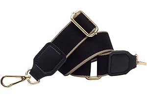 ‎BENAVA BENAVA Verstellbarer Schulterriemen für Taschen 75-135 cm | Taschengurt Schwarz Breit 40mm | Farbe Karabiner Gold | Taschengurte zum Wechseln | Schultergurt für Taschen