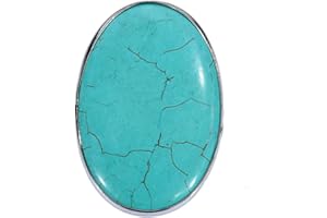 YAZILIND cru Argente tibetain rimous Ovale Turquoise Conception Unique Frappe Grand Femme d'anneau reglable
