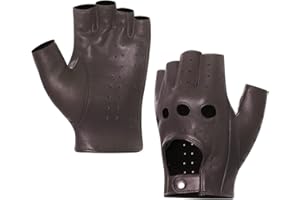 Harssidanzar GM032US - Guanti da guida da uomo, senza dita, in pelle di agnello, sfoderati